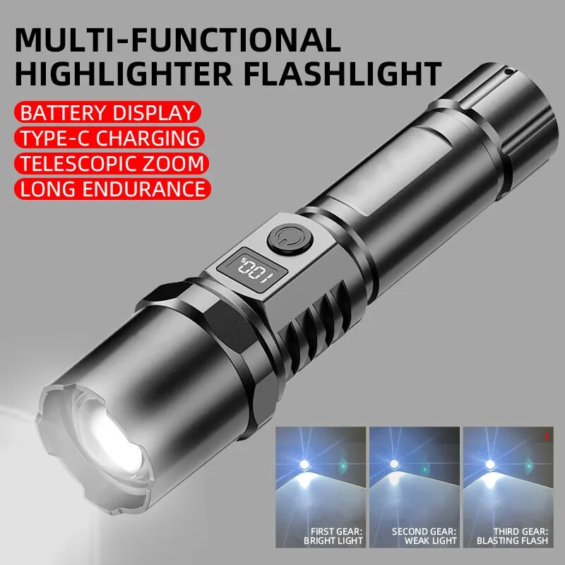 Outdoor Lighting Ideas - High Power XHP100 Led Flashlight Rechargeable