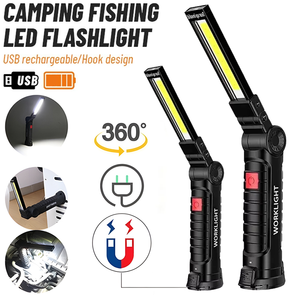 Outdoor Lighting Lumen - LED COB Flashlight USB Rechargeable Torch