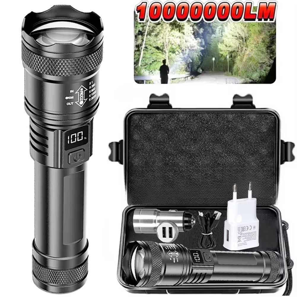 Outdoor Lighting Lumen - Rechargeable LED Flashlight Zoomable Torch with