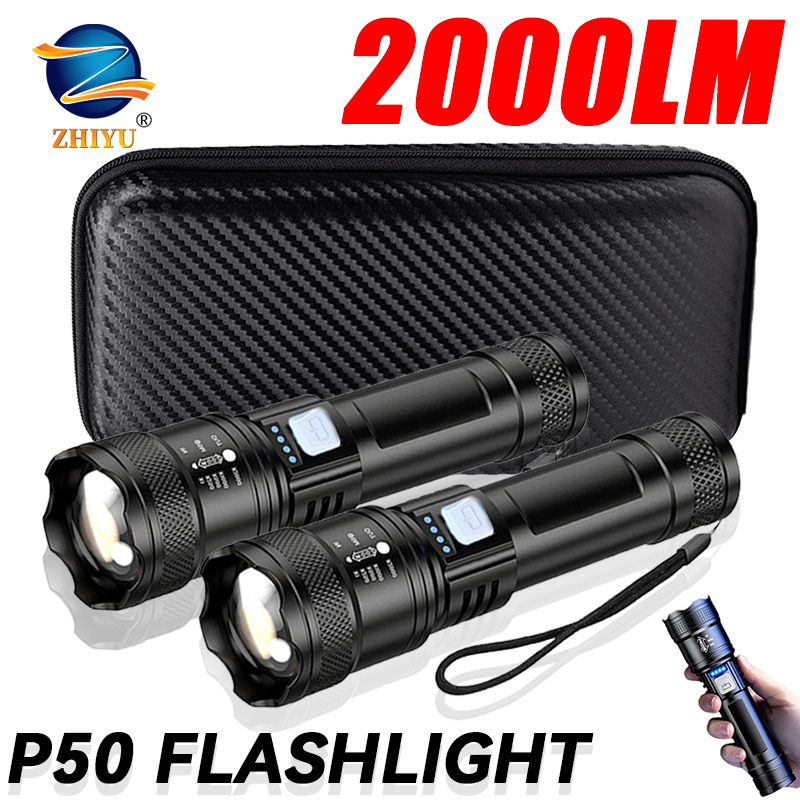 Outdoor Lighting Lumen - Tactical LED Flashlight 2000LM USB Rechargeable