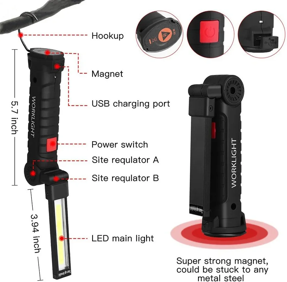 Portable COB LED Flashlight US - Outdoor Lighting For Camping ulasan dan harga