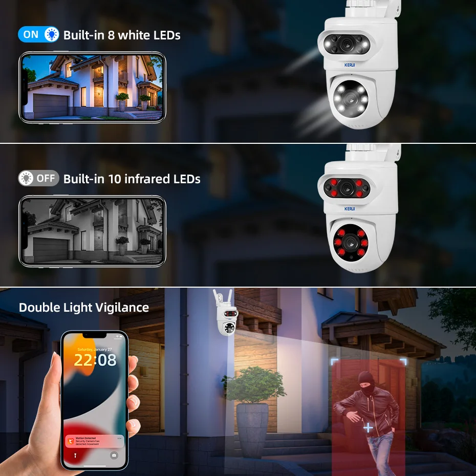 KERUI 5K 10MP Dual Lens PTZ WI - Outdoor Lighting Track ulasan dan harga