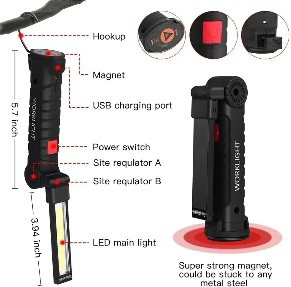 LED COB Flashlight USB Recharg - Outdoor Lighting Lumen ulasan dan harga