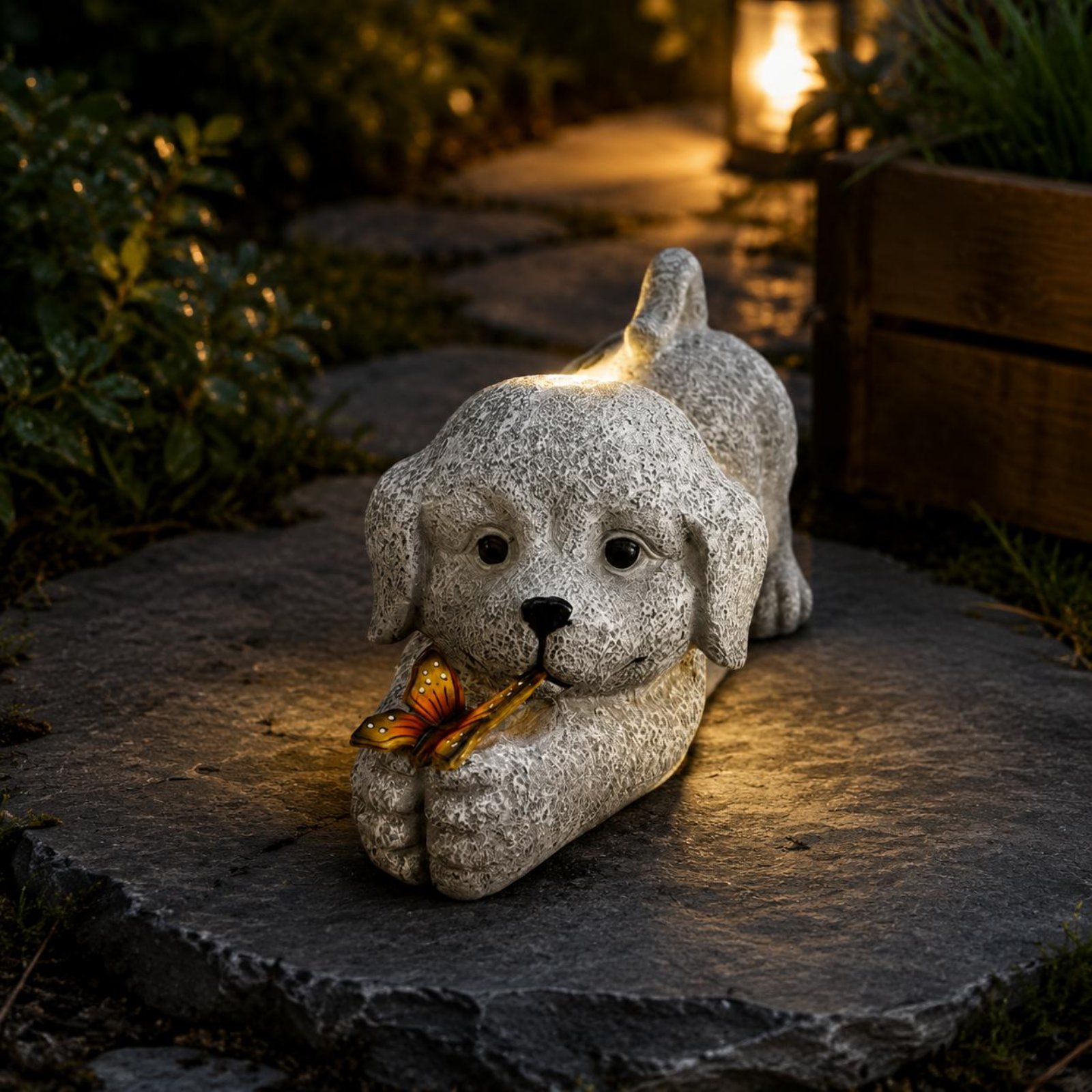 Solar Dog Statue Resin Craft S - Outdoor Lighting Ip65 ulasan dan harga