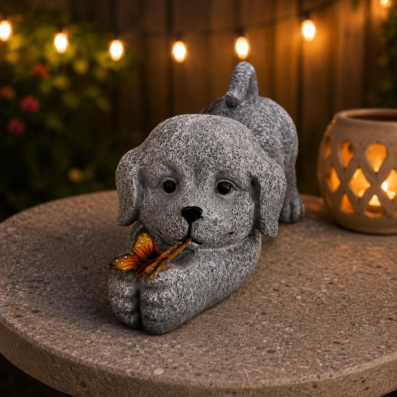 Solar Dog Statue Resin Craft S - Outdoor Lighting Ip65 ulasan dan harga