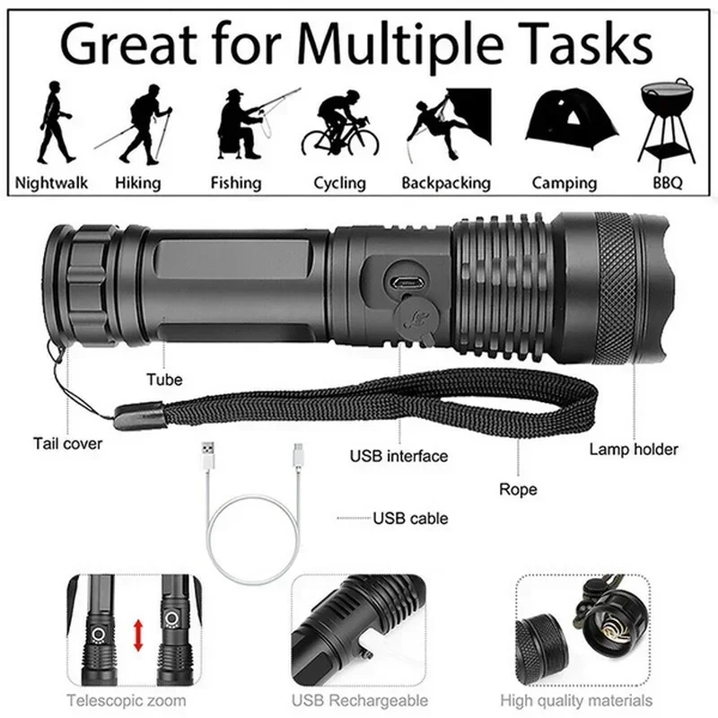 High Power XHP70 Led Flashligh - Outdoor Lighting Lumen ulasan dan harga